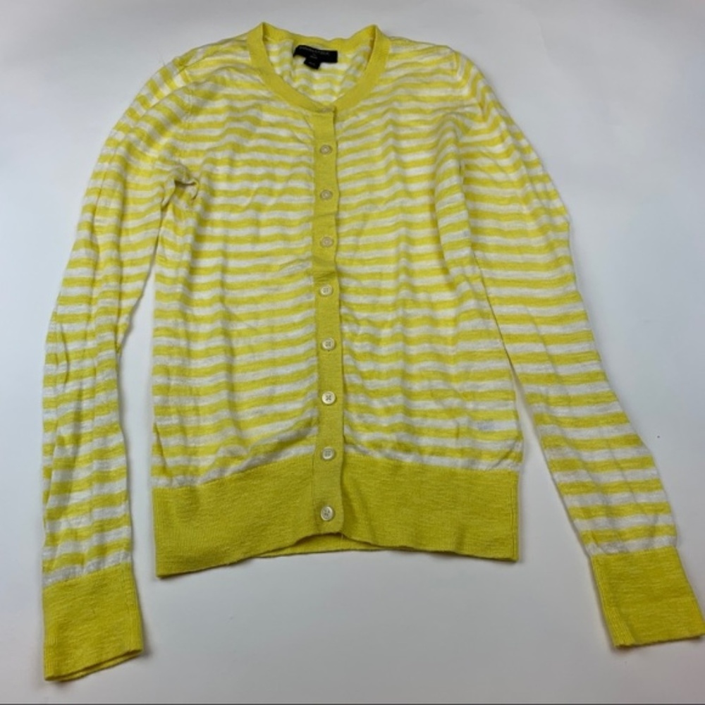 Banana Republic Yellow and White Striped Cardigan